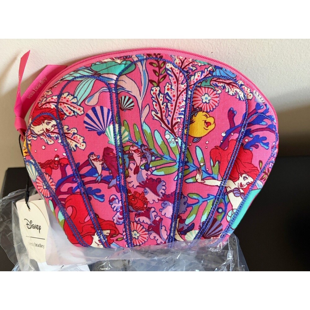 VERA BRADLEY DISNEY Ariel’s Pink Lagoon Clamshell Cosmetic Makeup Bag CASE NWT